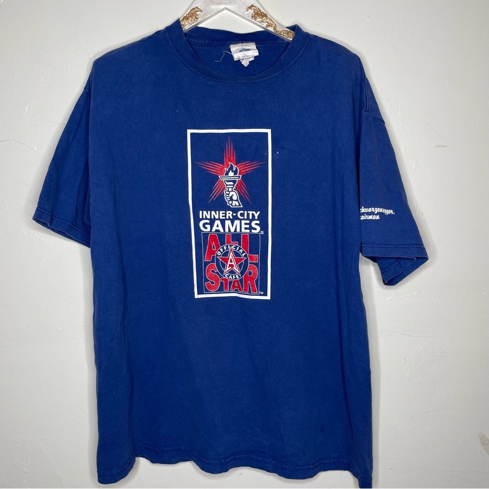 PLANET HOLLYWOOD COOL SPORTS INNER CITY BLUE RED T SHIRT SZ XL